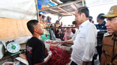 Lautan Manusia Sambut Kedatangan Jokowi di Pasar Kota Agung