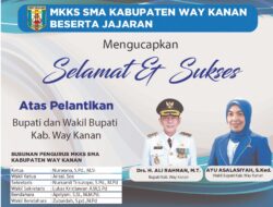 MKKS SMA Way Kanan Mengucapkan Selamat Atas Dilantiknya Ali-Ayu Sebagai Bupati-Wabup Way Kanan