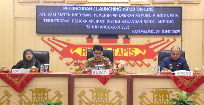 Bupati Lampura Luncurkan SP2D Online, Dana Cair Kini Tak Pakai Lama