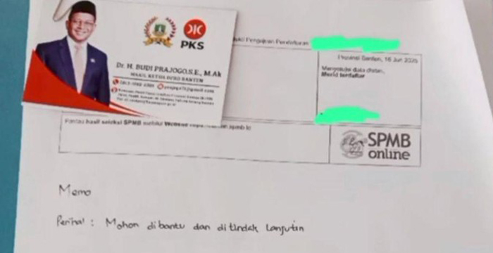 Heboh! Wakil Ketua DPRD Banten Titip Siswa Pakai Memo Bermeterai, Ngaku Salah & Minta Maaf