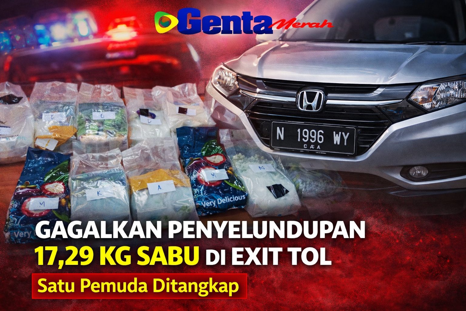 Gagalkan Penyelundupan 17,29 Kg Sabu di Exit Tol Bakauheni, Satu Pemuda Ditangkap Polisi