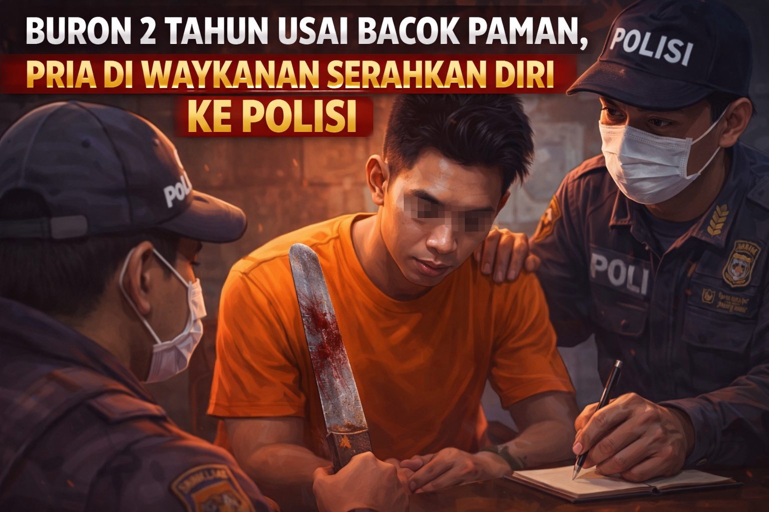 Buron 2 Tahun Usai Bacok Paman, Pria di Waykanan Serahkan Diri ke Polisi