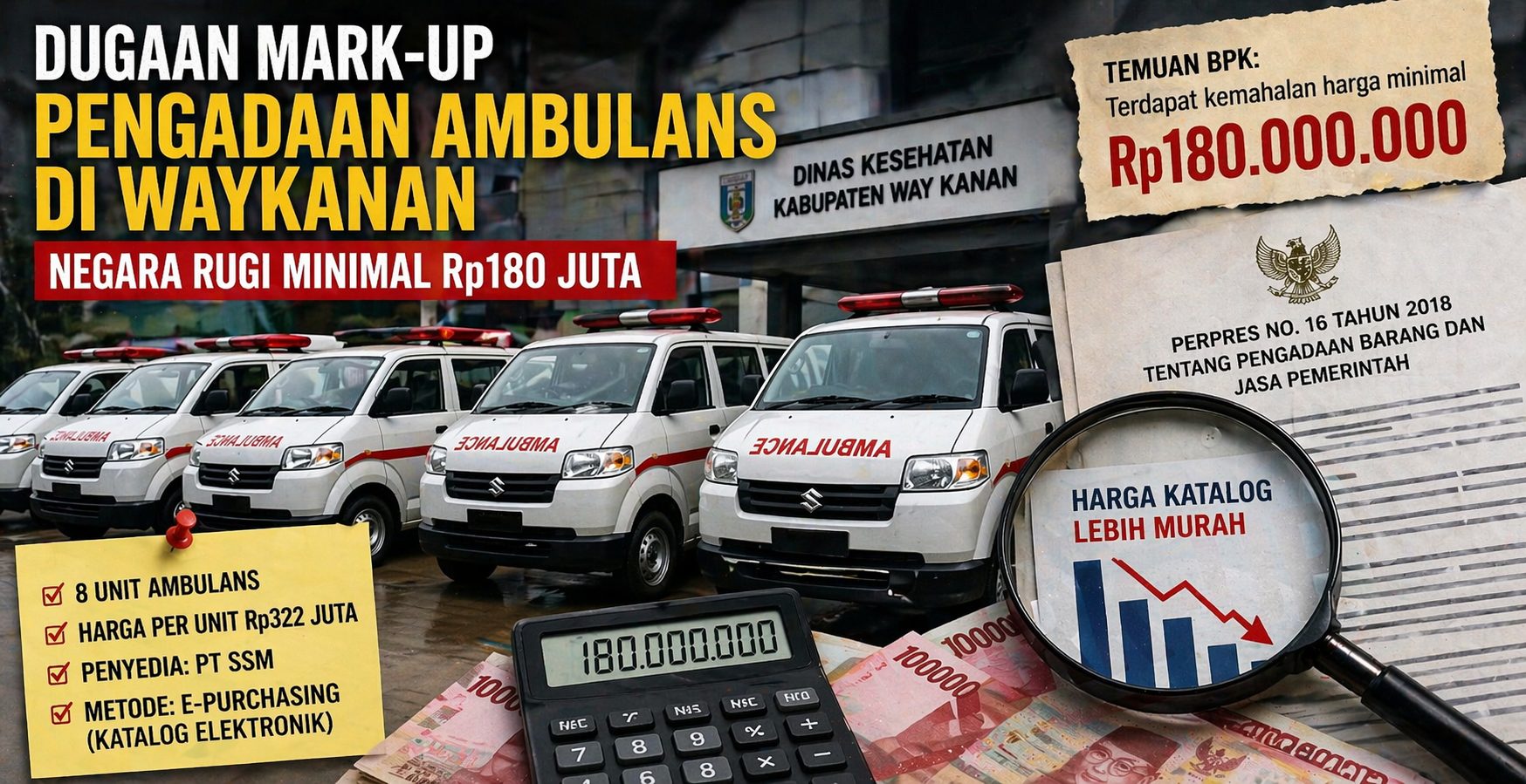 Dugaan Mark-Up Pengadaan Ambulans di Waykanan, Negara Rugi Ratusan Juta