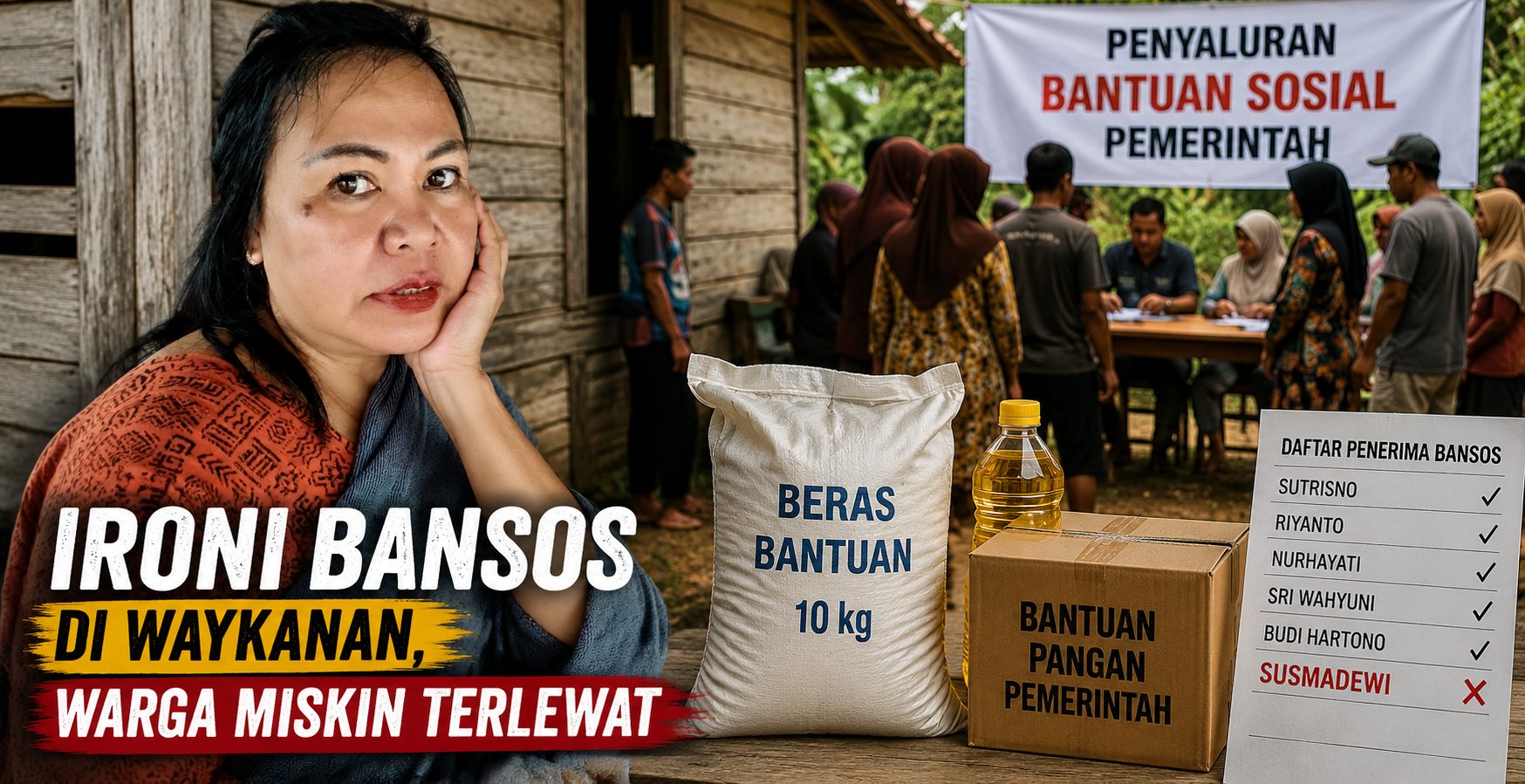 Ironi Bansos di Waykanan, Warga Miskin Terlewat