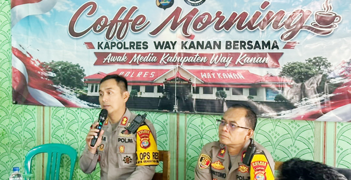 Secangkir Kopi, Bahas Kamtibmas: Kapolres Waykanan Bangun Komunikasi dengan PJS