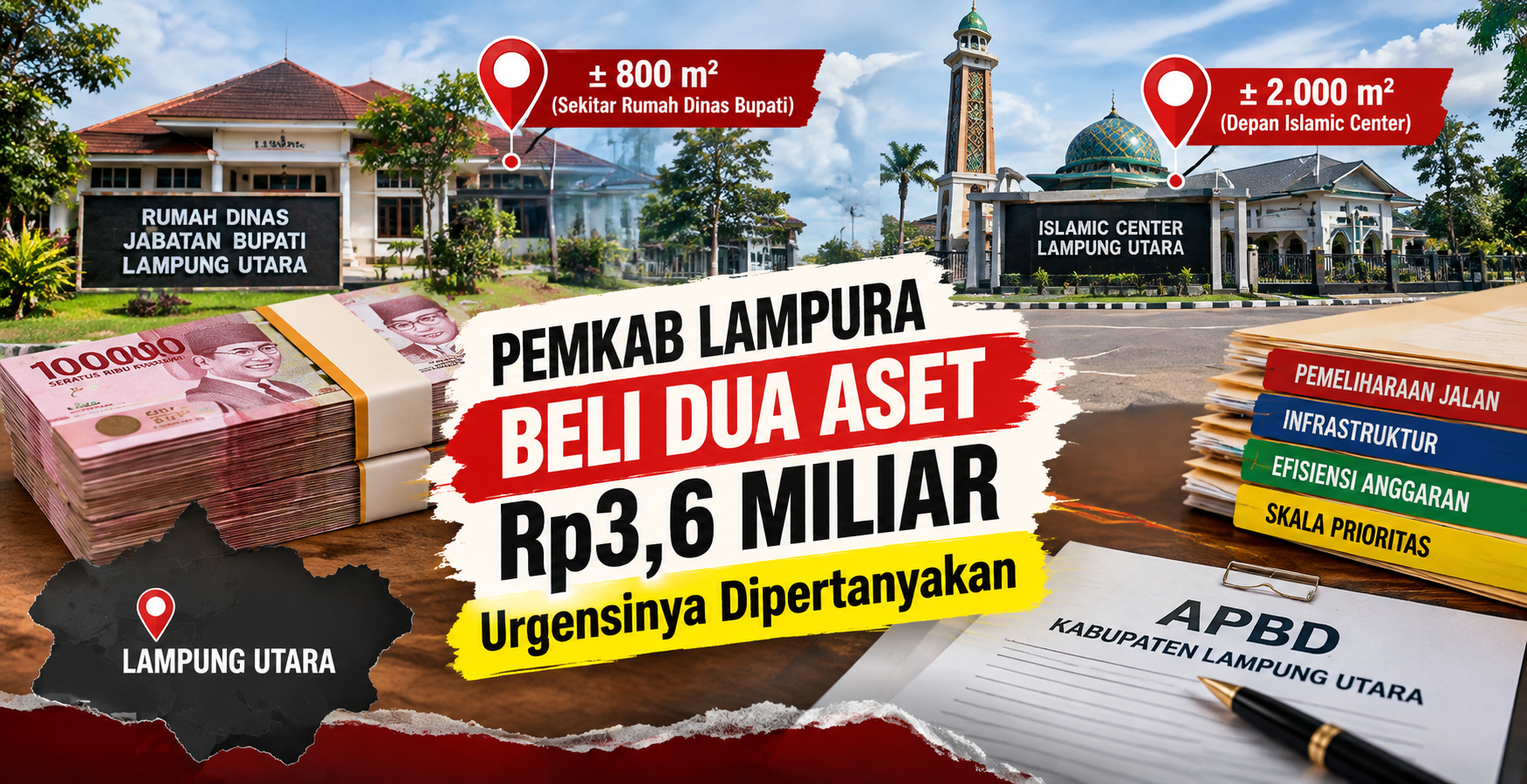 Pemkab Lampura Beli Dua Aset Rp3,6 Miliar, Urgensinya Dipertanyakan
